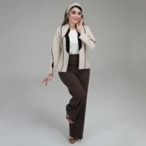کت و شلوار زنانه گنجشک رنگ قهوه‌ای